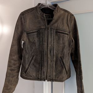 Distressed Leather Motorcycle Jacket